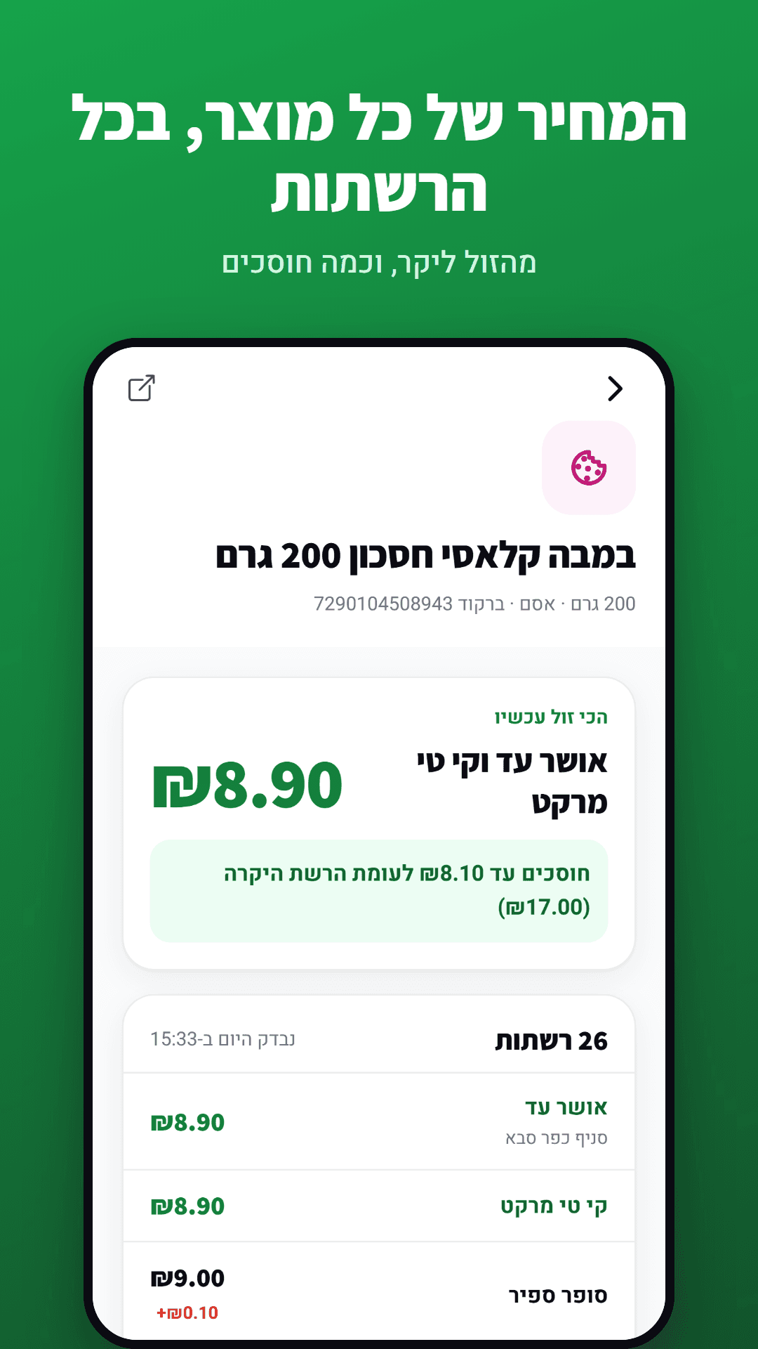 מחיר של מוצר בכל הרשתות, מהזול ליקר