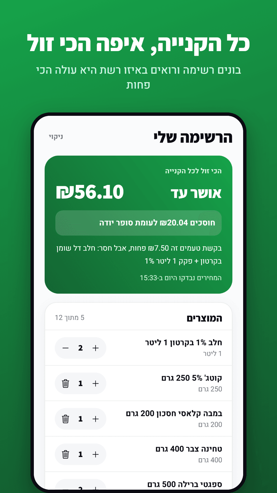 רשימת קניות: באיזו רשת כל הקנייה הכי זולה