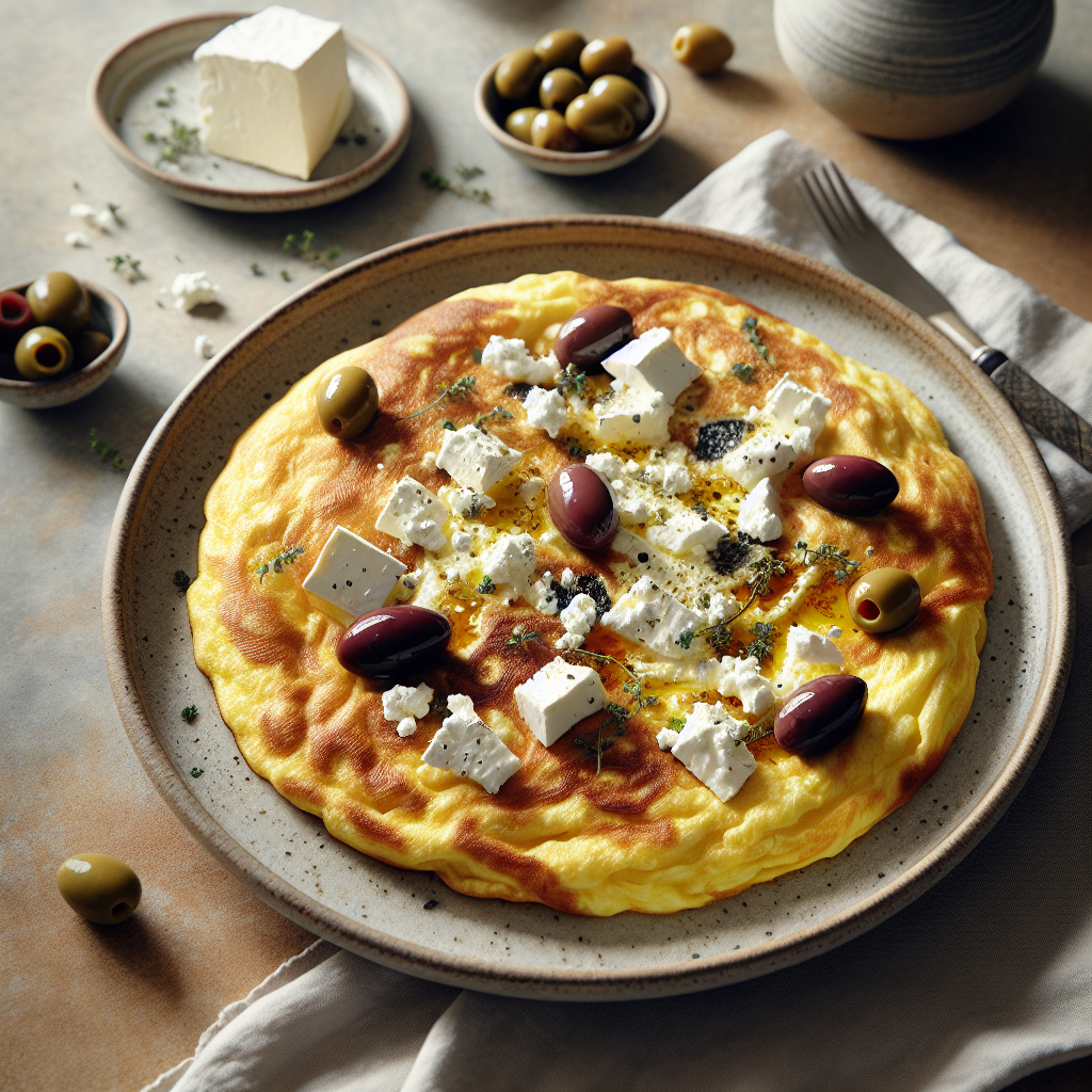 חביתה יוונית עם פטה וזיתים – טעמים ים-תיכוניים ישר לצלחת שלכם