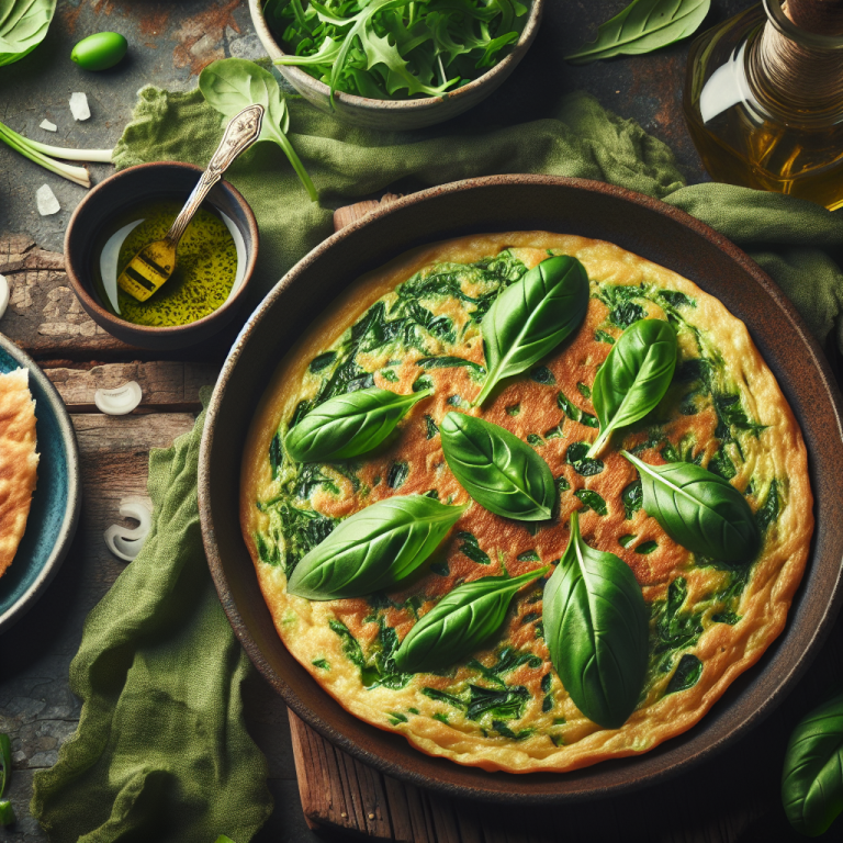 חביתה ירוקה עם בזיליקום ורוקט – חביתה קלה ורעננה עם טעמים מפתיעים