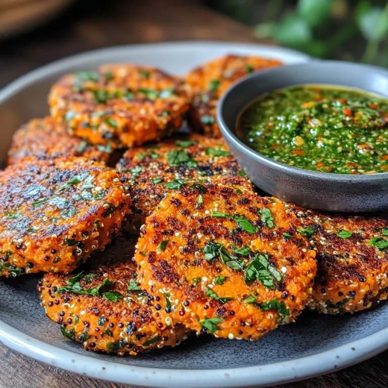 לביבות בטטה וקינואה בתנור עם רוטב צ'ימיצ'ורי ביתי