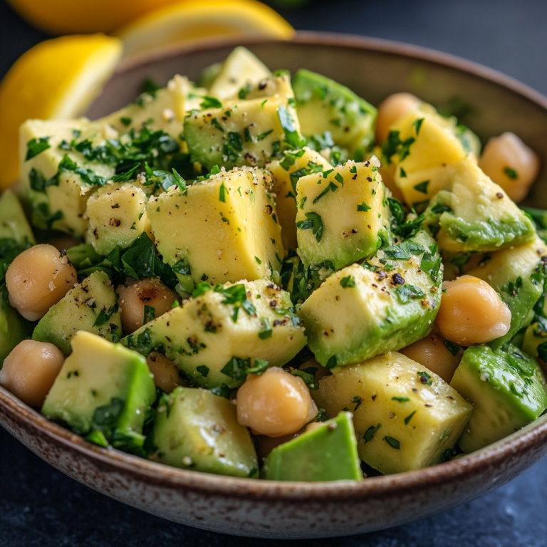 סלט אבוקדו, גרגירי חומוס ולימון