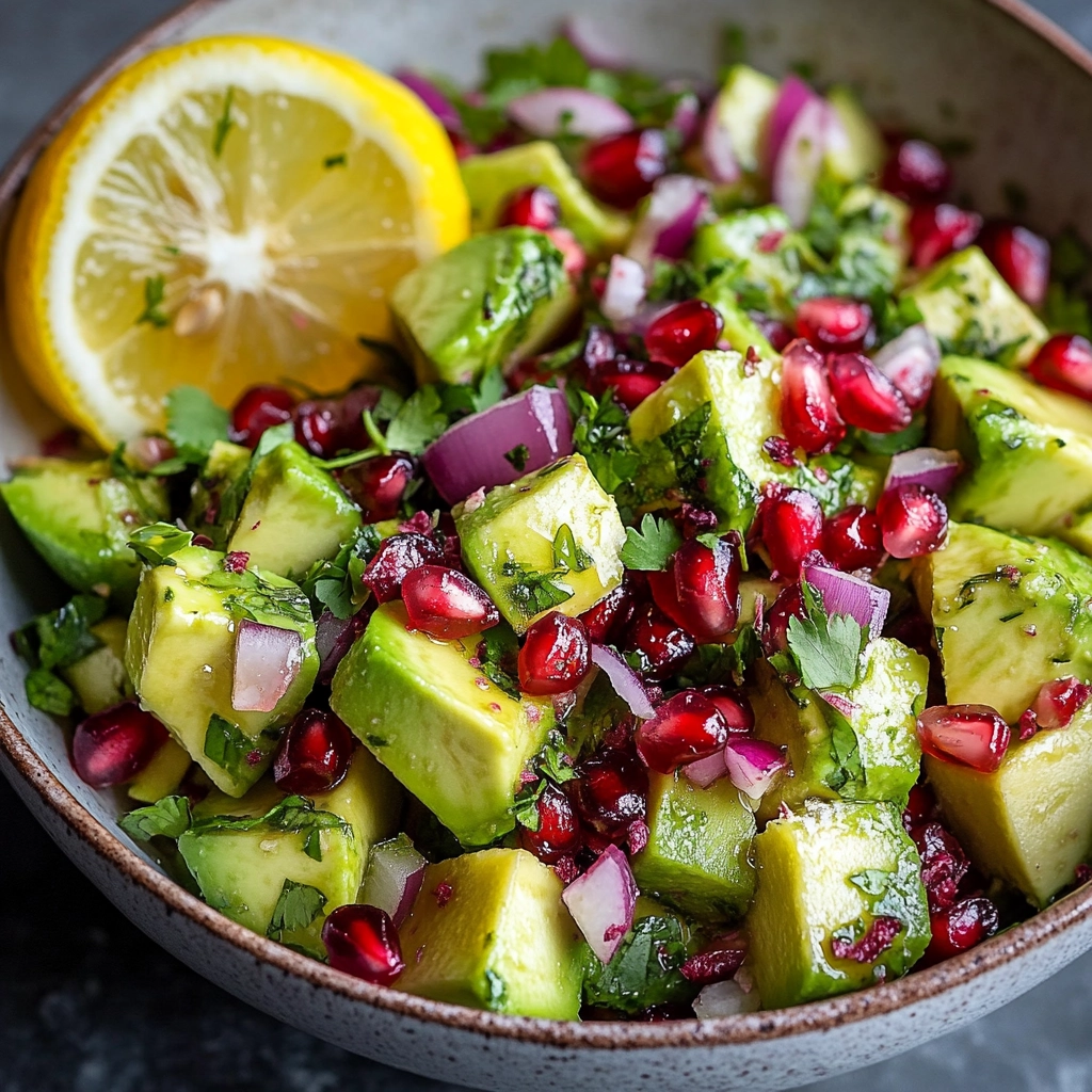 סלט אבוקדו וגרגרי רימון מומלץ עם רוטב לימון ודבש