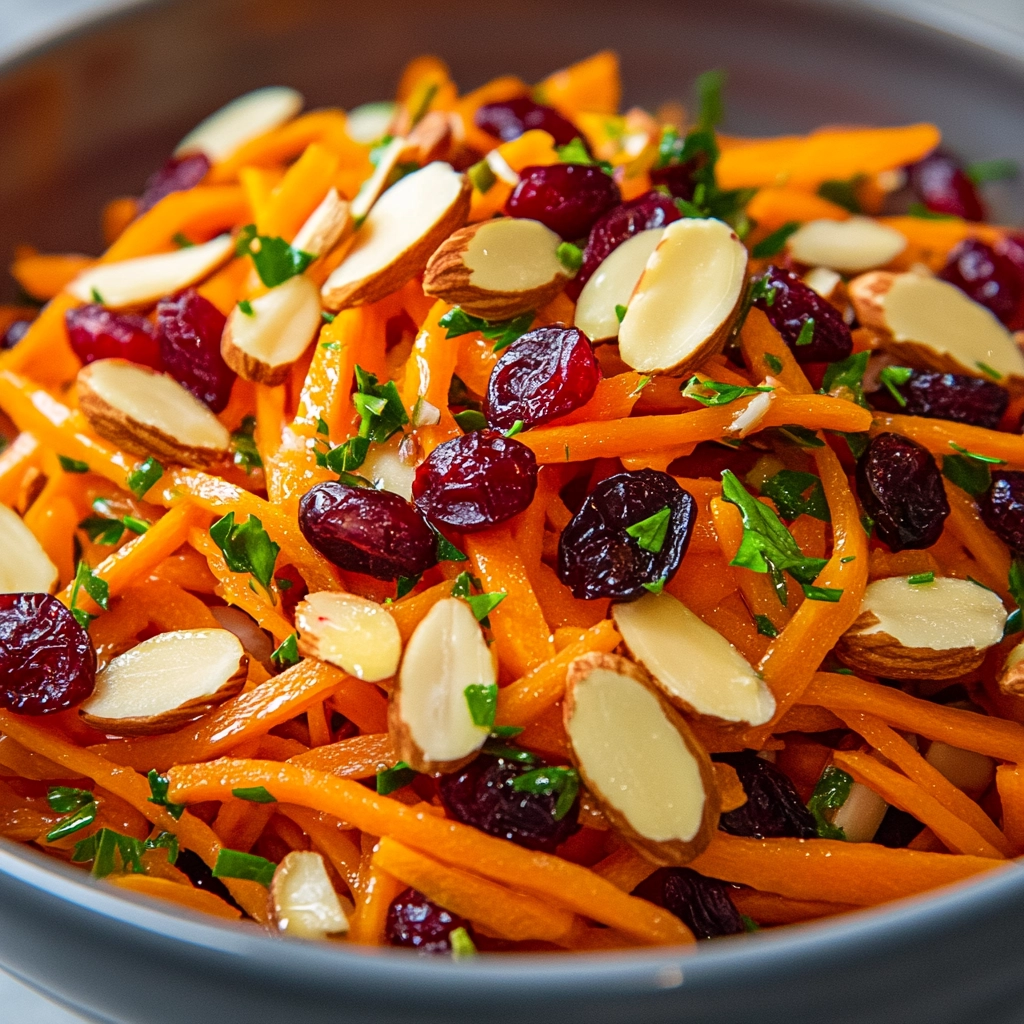 סלט גזר עם חמוציות ושקדים קלויים