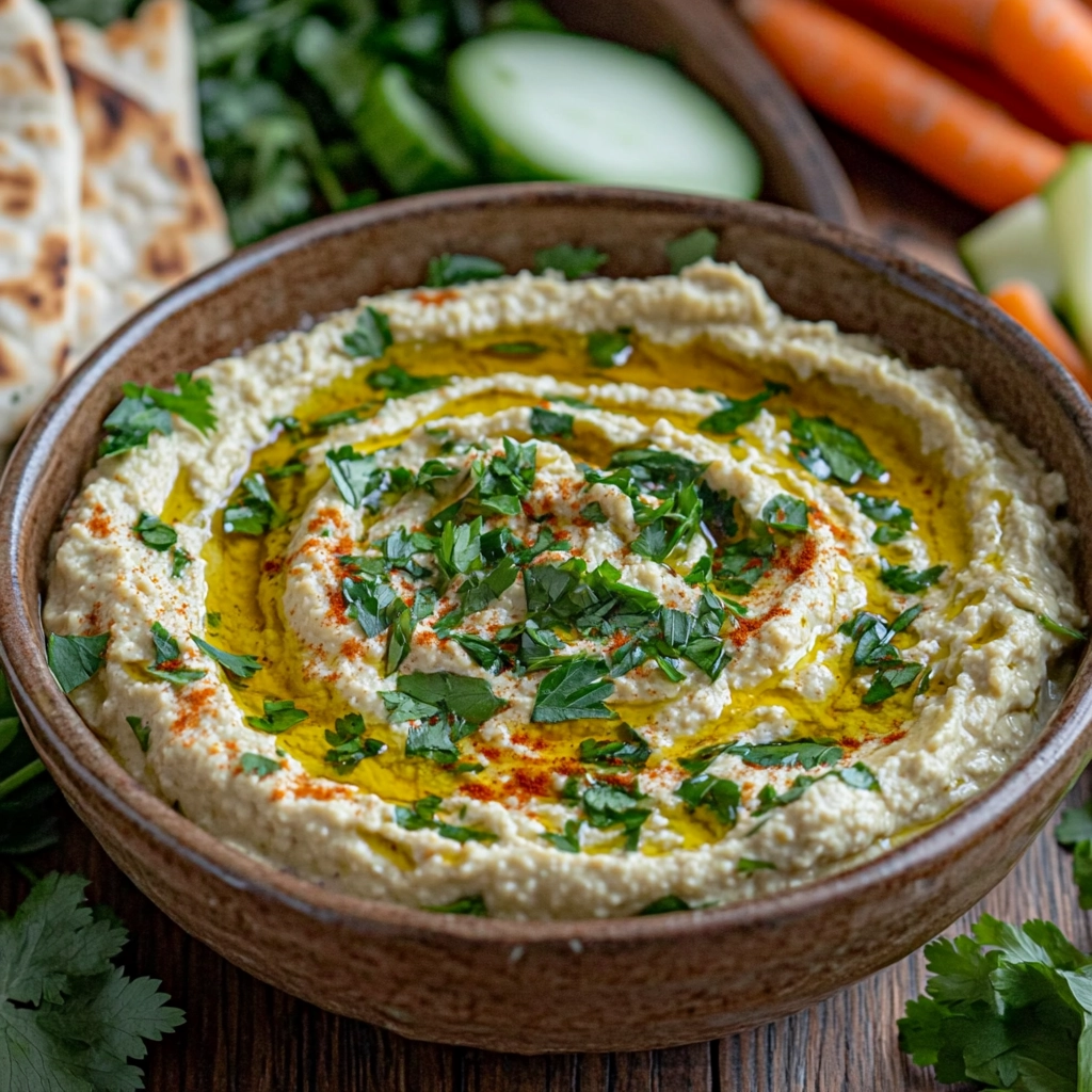 סלט חומוס ביתי עם טחינה ועשבי תיבול