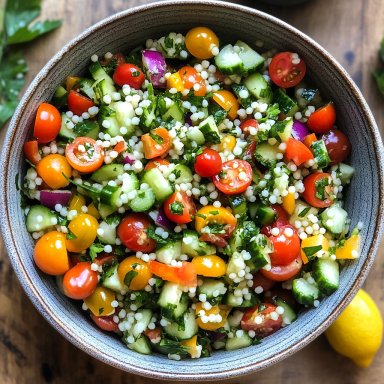 סלט טאבולה עם קוסקוס ופטרוזיליה