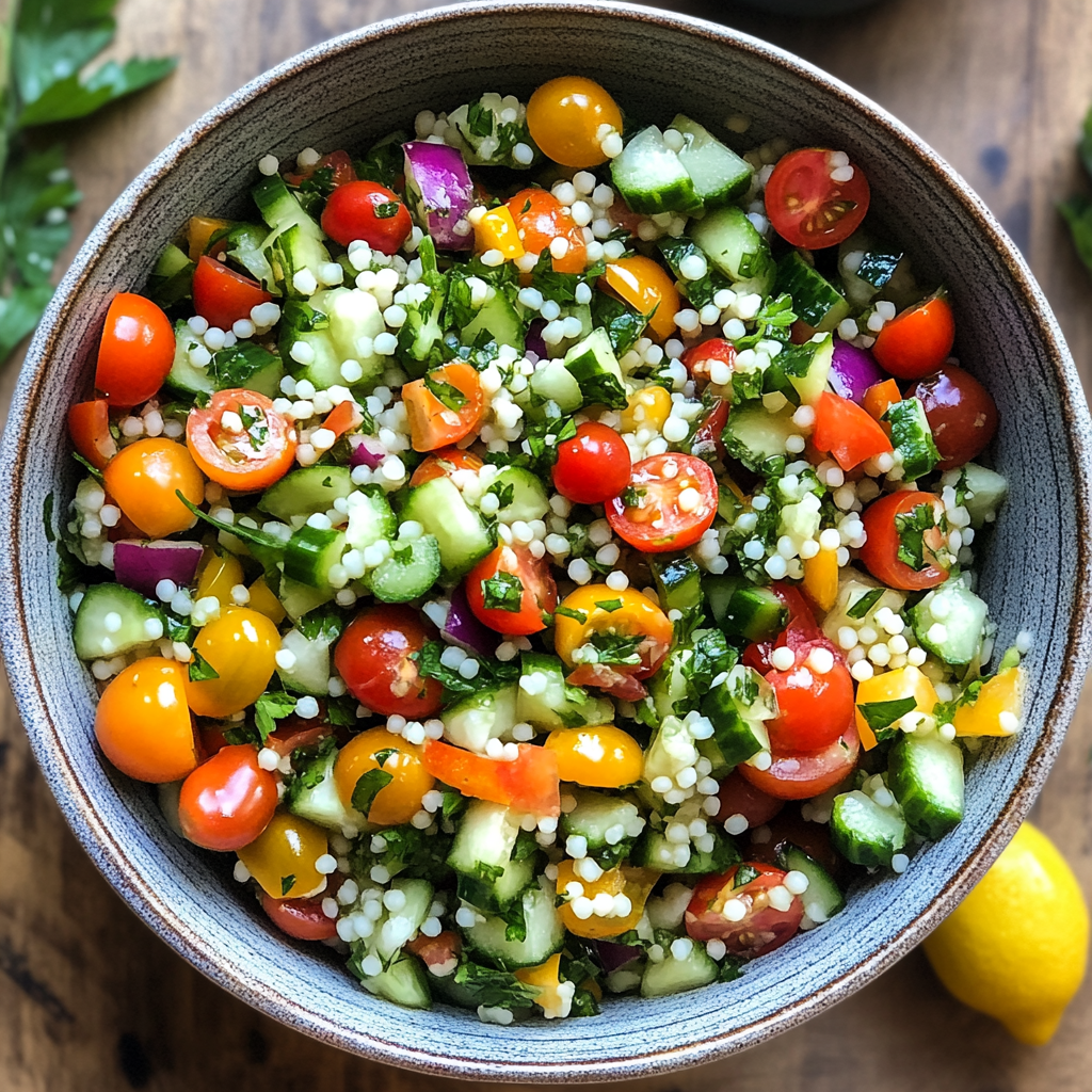 סלט טאבולה עם קוסקוס ופטרוזיליה