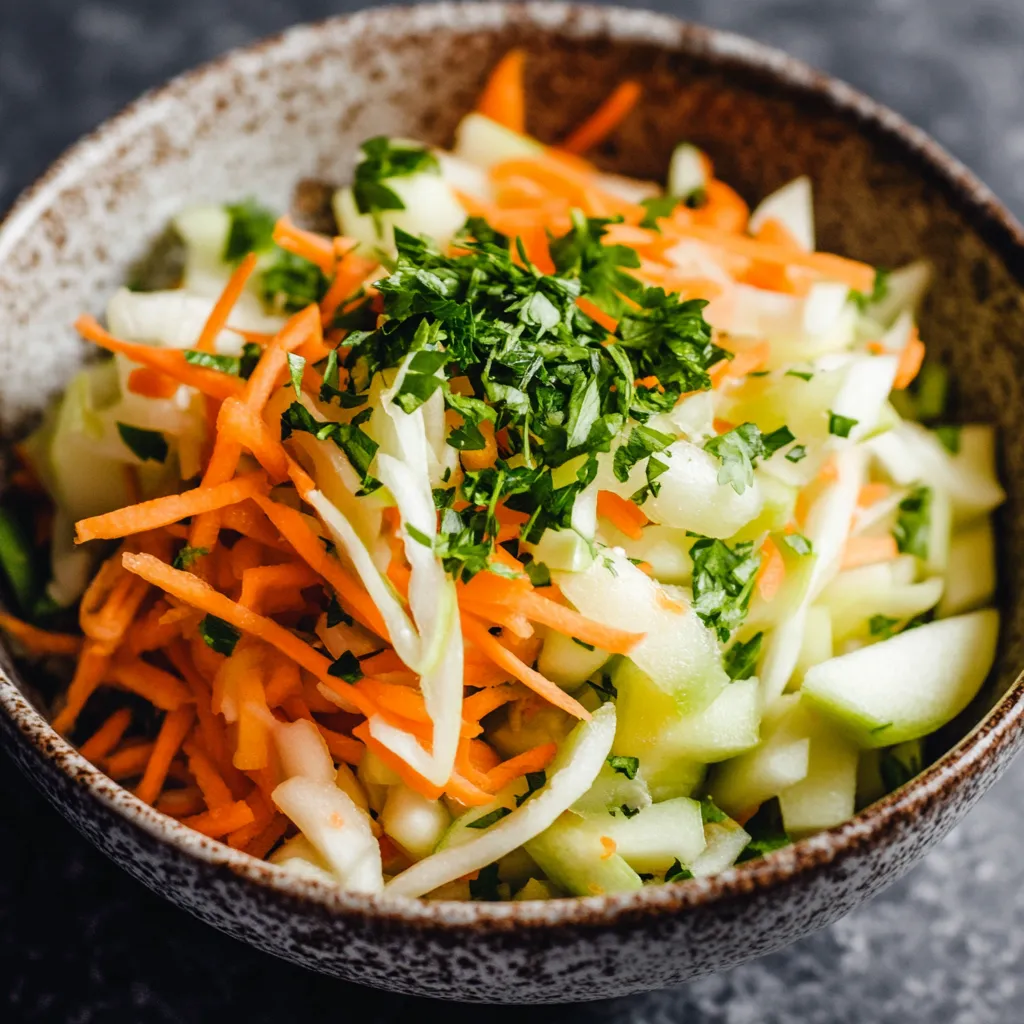 סלט כרוב ותפוחי עץ ברוטב טחינה