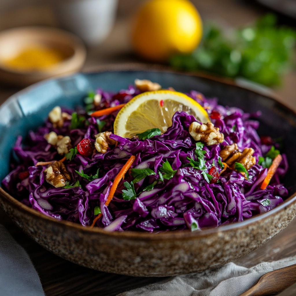 סלט כרוב סגול עם רוטב לימון ותפוז