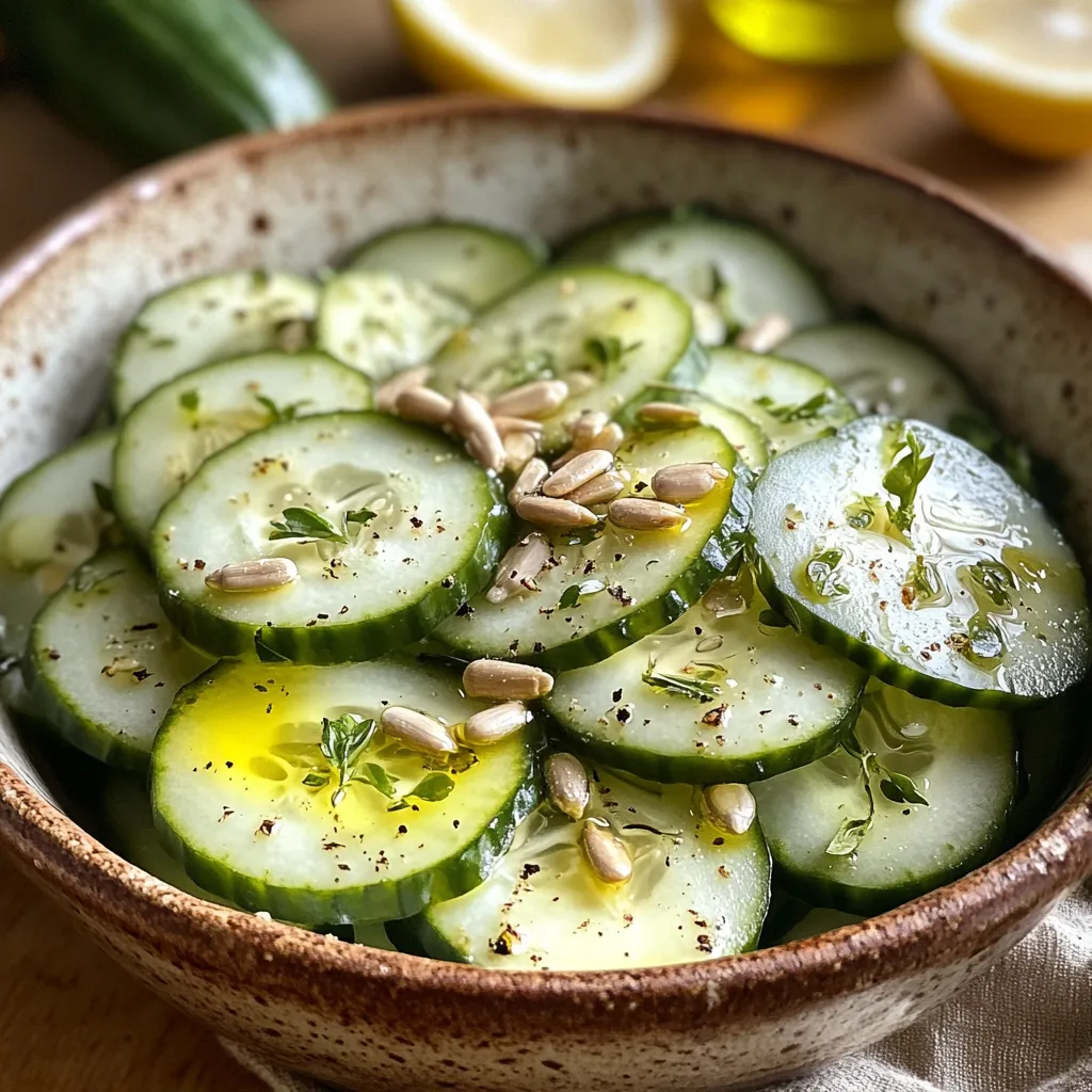 סלט מלפפונים עם שמן זית, גרעיני חמנייה ולימון – 2 דקות הכנה