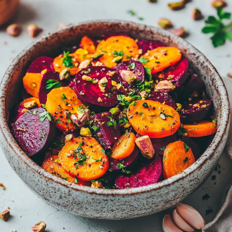 סלט סלק וגזר עם פיסטוקים קלויים ושום