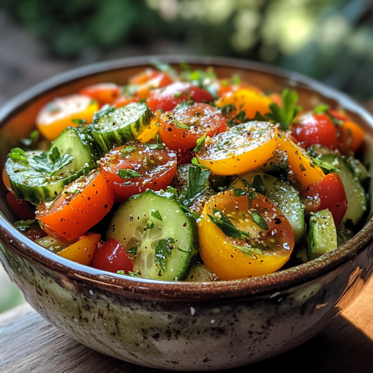 סלט עגבניות שרי ומלפפונים עם טחינה גולמית – הסלט המרענן לארוחת קיץ