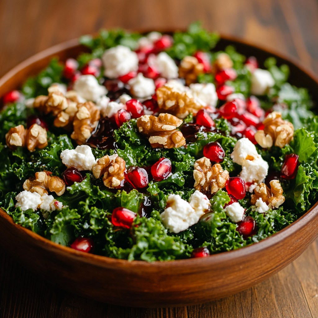 סלט קייל וגרגרי רימון עם ויניגרט בלסמי