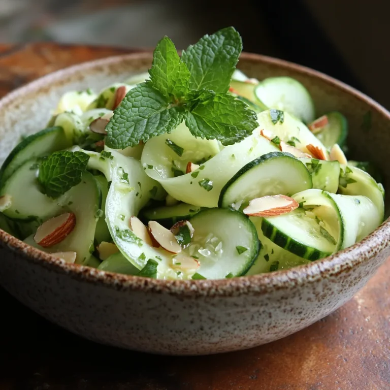 סלט קישואים נא עם שקדים קלויים ורוטב לימון ושום – מתכון קליל ומהיר