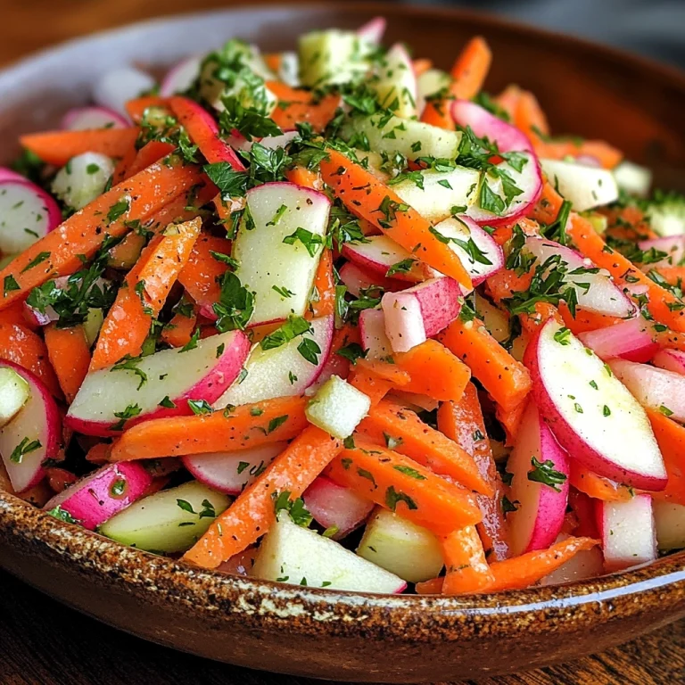 סלט שורשים עם גזר, צנונית ותפוח עץ בלימון