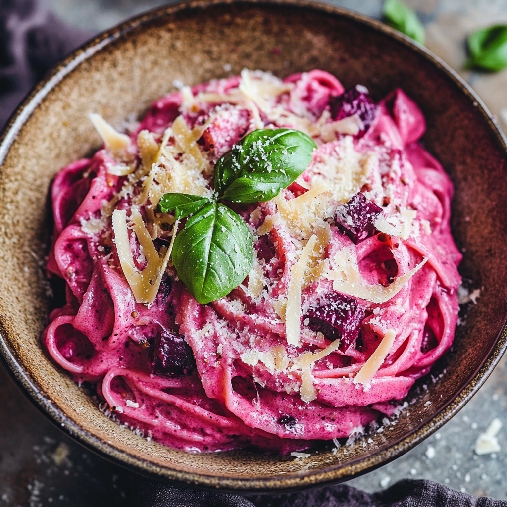 פסטה בסיר אחד עם קרם סלק וגבינת פרמזן