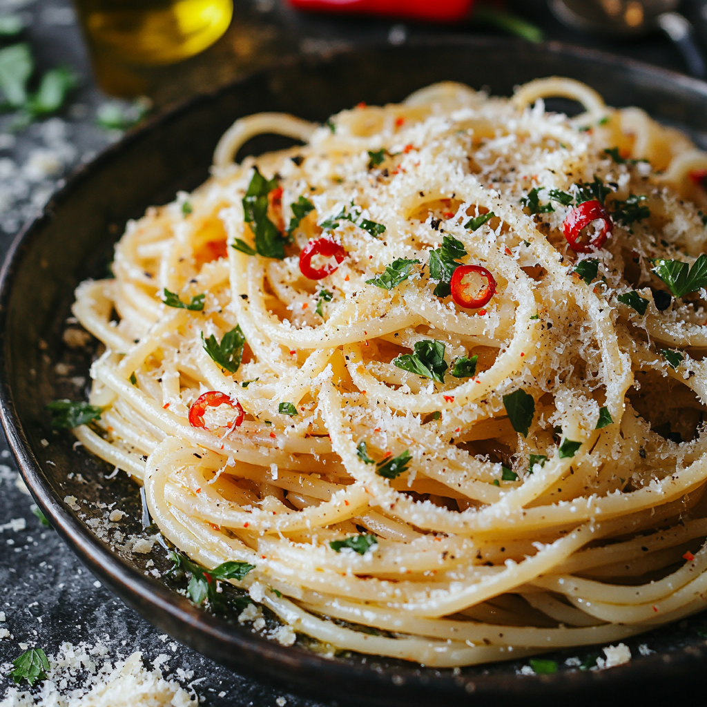 פסטה ברוטב שמן זית, שום וצ'ילי - חריפה וקלילה