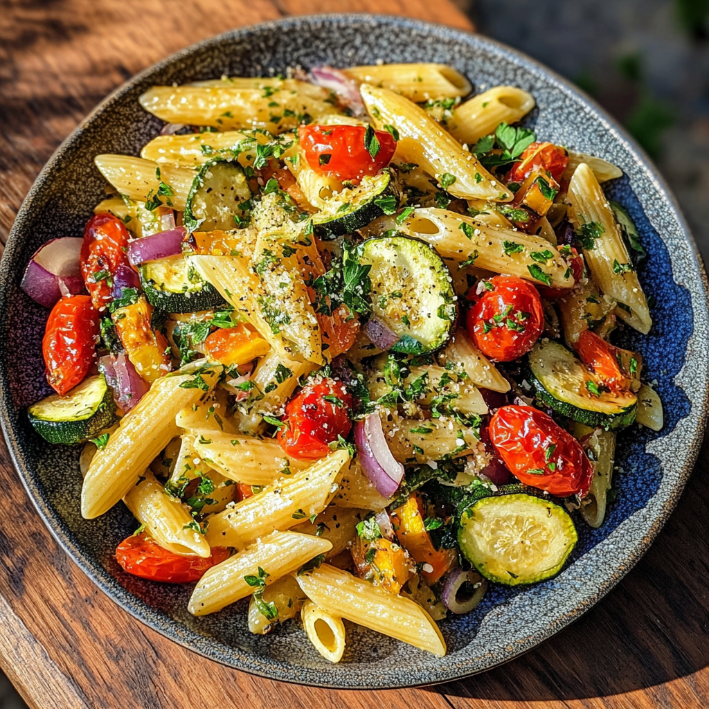 פסטה עם ירקות קלויים ורוטב לימון