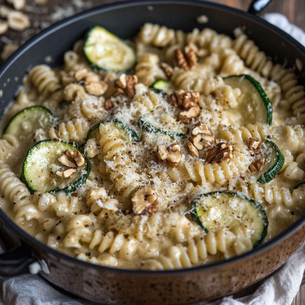 פסטה עם רוטב חמאת אגוזים וזוקיני בסיר אחד