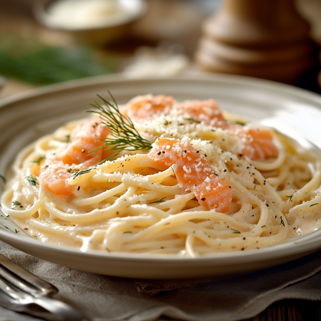פסטה עם רוטב שמנת וסלמון מעושן - מושלם לארוחת ערב