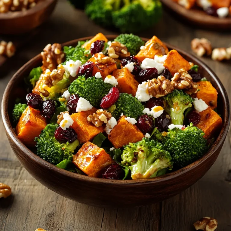 סלט ברוקולי עם קוביות בטטה אפויה