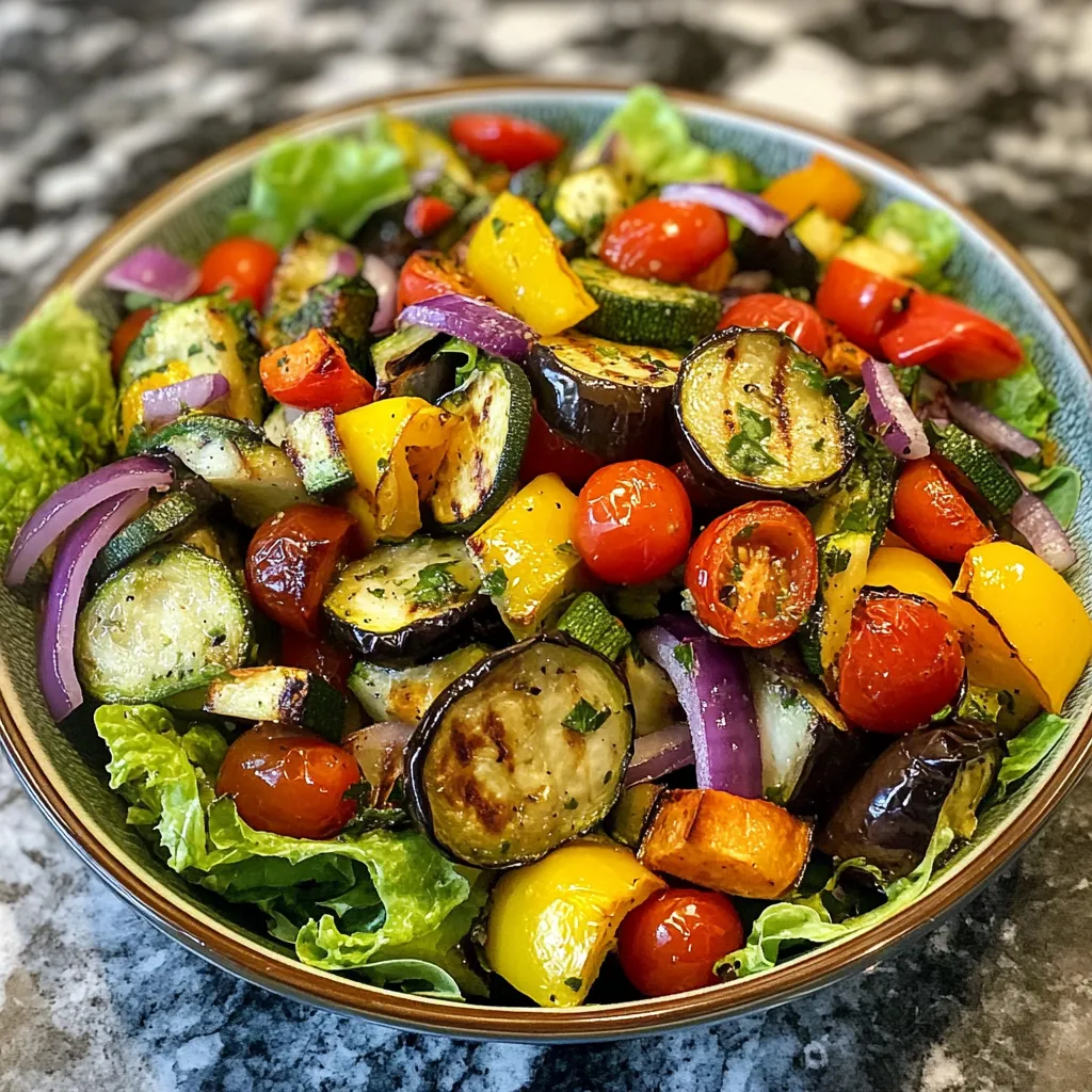 סלט חסה עם ירקות קלויים - מוכן ב-5 דקות