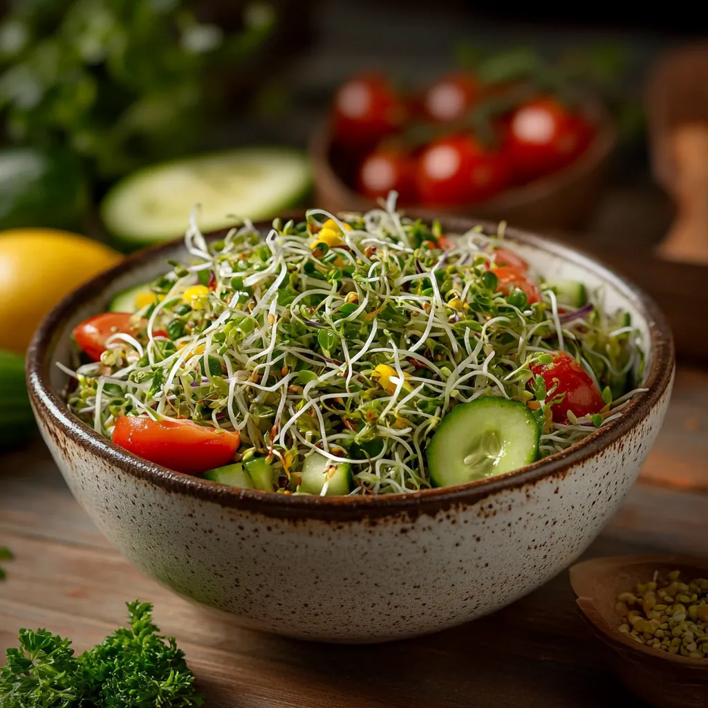 סלט נבטים ונבטי חמניה - קליל ומרענן ב-5 דקות