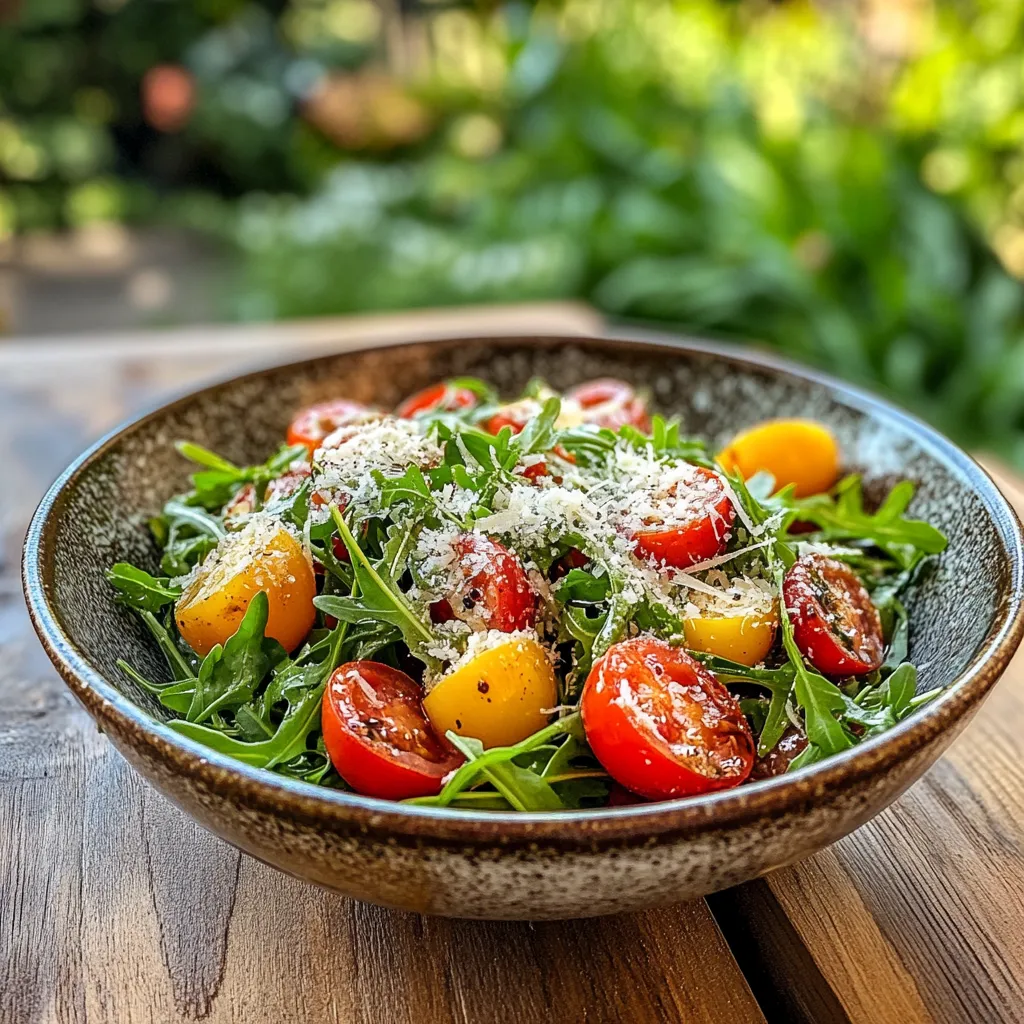 סלט עגבניות שרי עם עלי רוקט – קליל ורענן