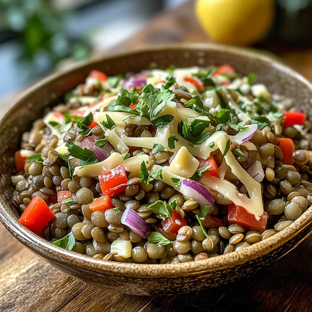 סלט עדשים עם גבינה מלוחה - סלט עשיר וטעים