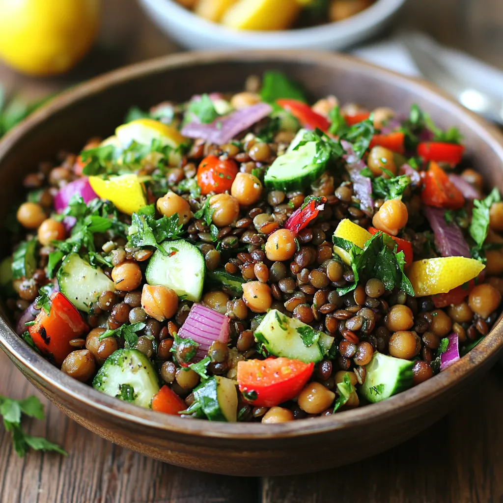 סלט עדשים עם חומוס קלוי - סלט עשיר ופריך