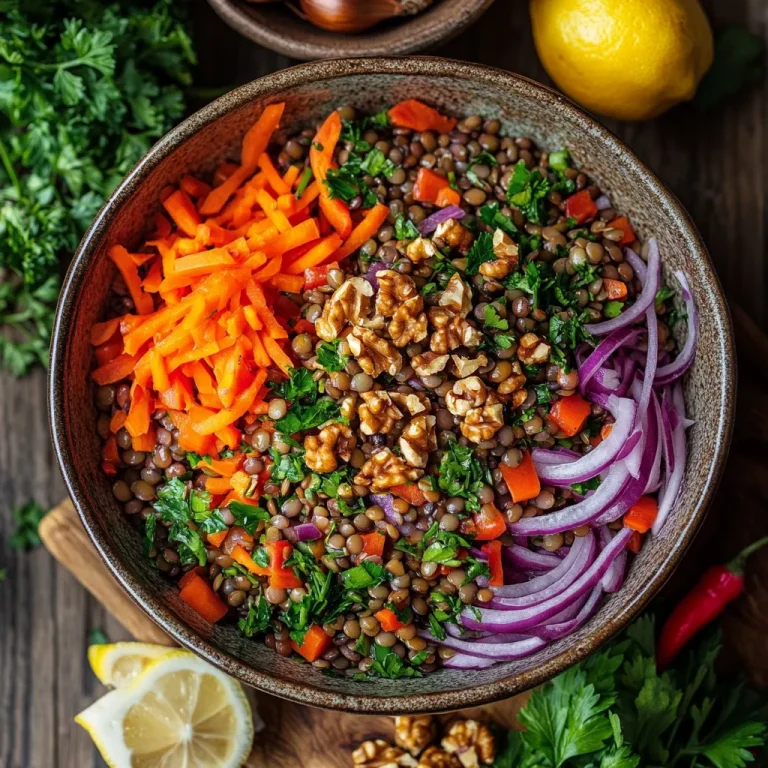 סלט עדשים עם שמן אגוזים - סלט עשיר ופריך