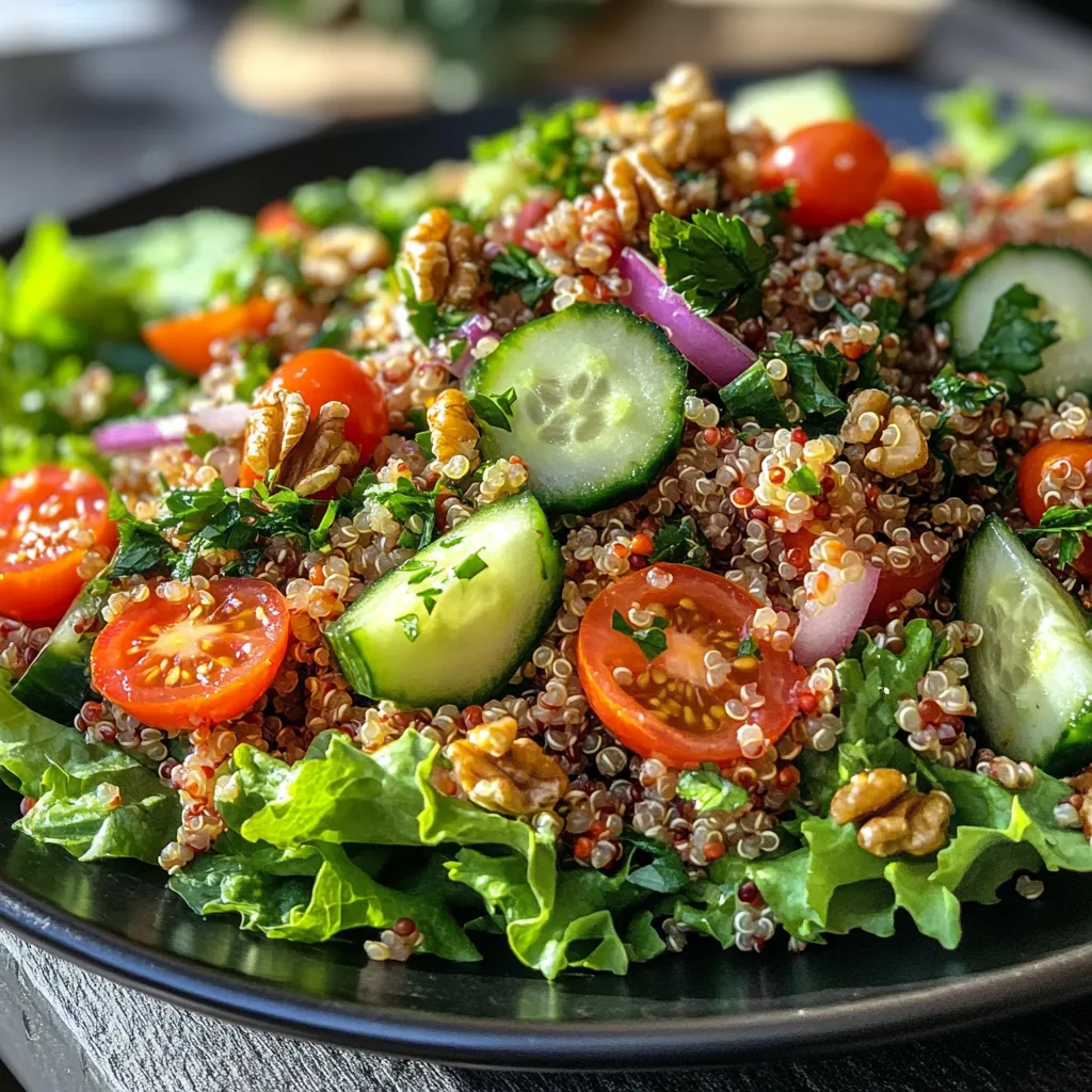 סלט קינואה על מצע חסה - מושלם לכל ארוחה