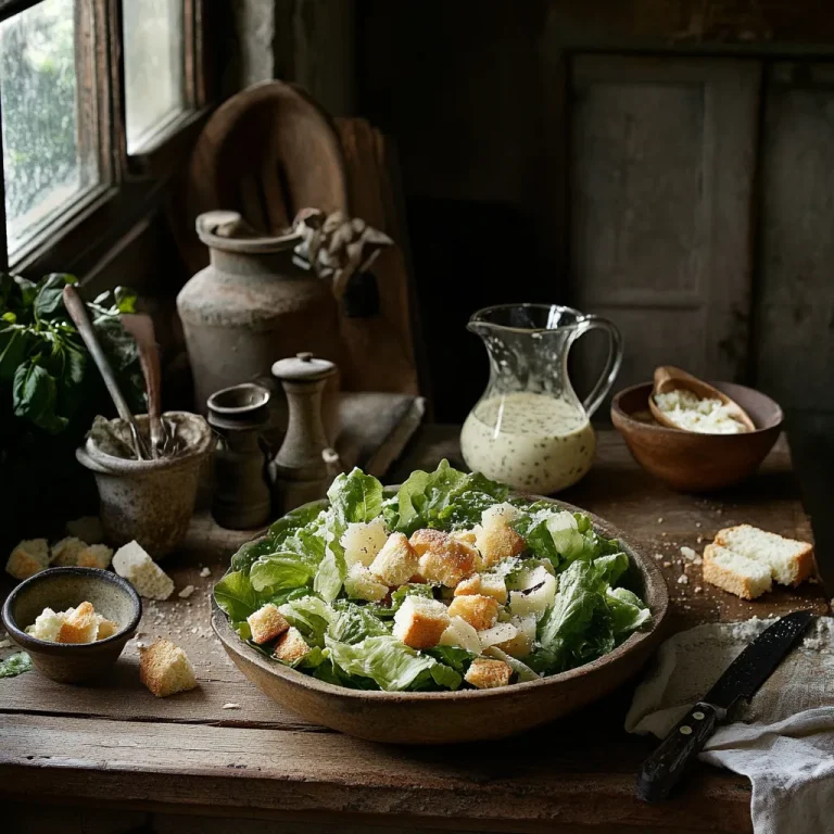 סלט קיסר עם רוטב ביתי מושלם