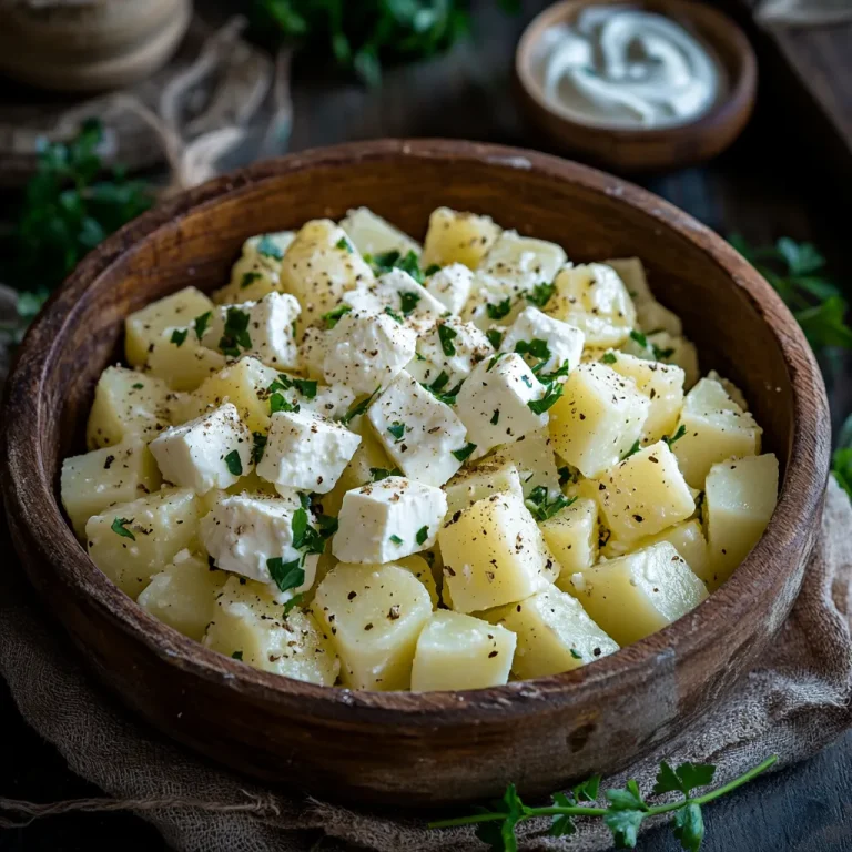 סלט תפוחי אדמה עם קוביות גבינה - קרמי וטעים